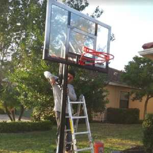 Last details on a Lifetime acrylic backboard